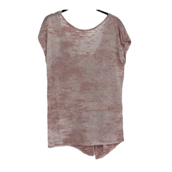 Cherish pale rose pink semi-sheer open cross cross  slit back t-shirt - Picture 2 of 14